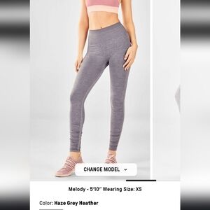 Fabletics Women's High-waisted Seamless Ruched Leggings in Haze Grey Heather Sm